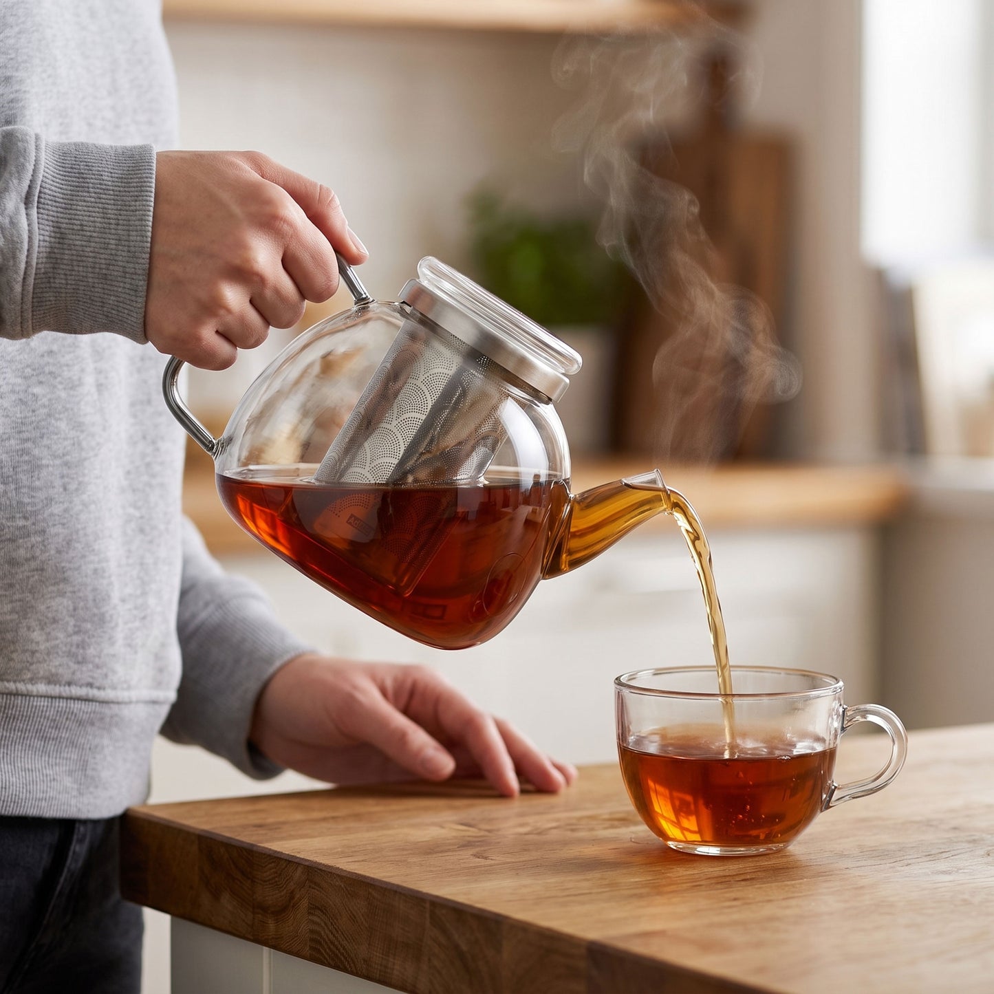 AdHoc Yuna smoke glass teapot with integrated filter