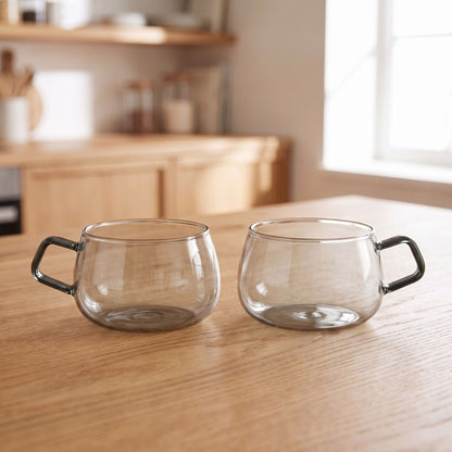 AdHoc Yuna Smoke Glass Tea Cups – 2 Piece Set (400ml)
