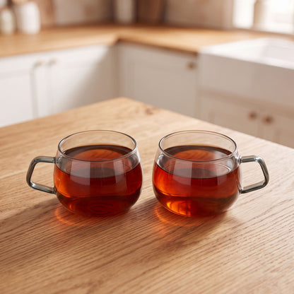 AdHoc Yuna Smoke Glass Tea Cups – 2 Piece Set (400ml)