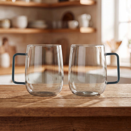 AdHoc Yuna Smoke Glass Tea Cups – 2 Piece Set (560ml)
