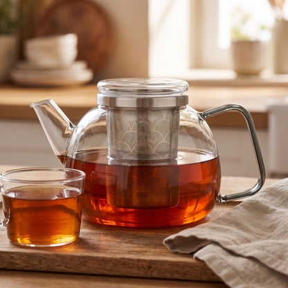 Side view of AdHoc Yuna smoke glass teapot