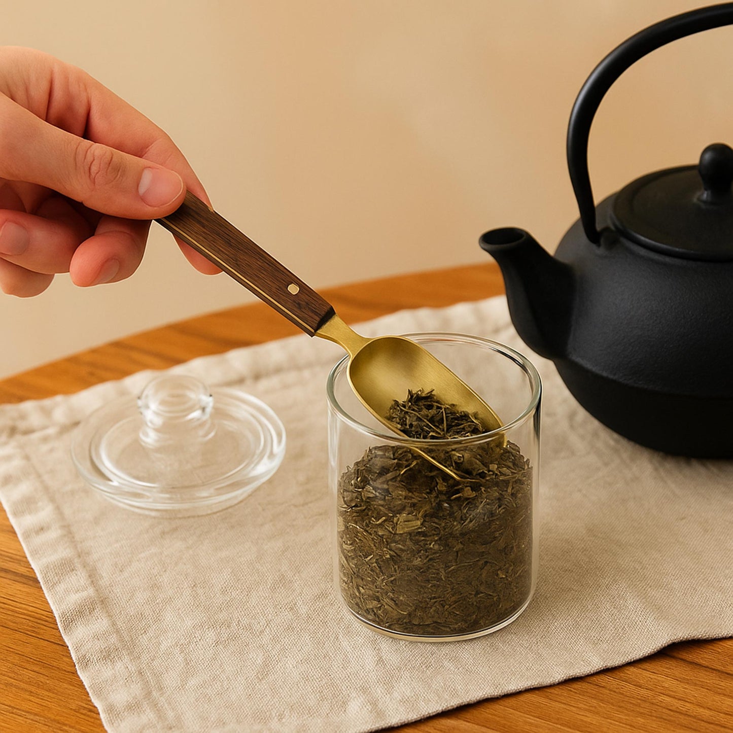 Brass Tea Scoop with Ebony Wooden Handle