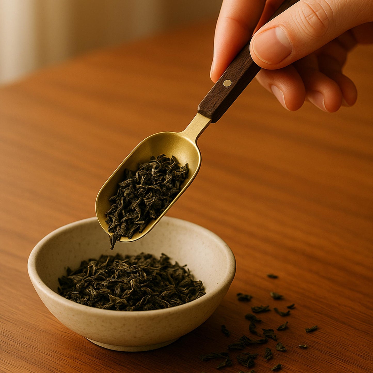 Brass Tea Scoop with Ebony Wooden Handle
