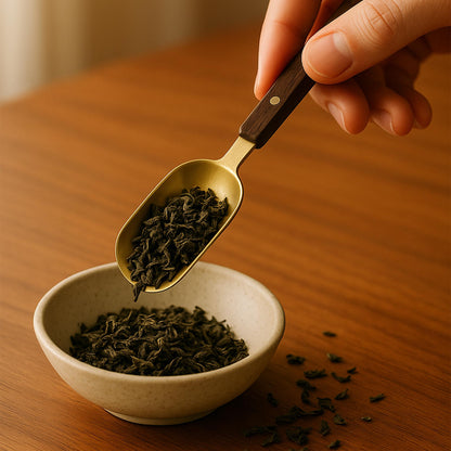 Brass Tea Scoop with Ebony Wooden Handle