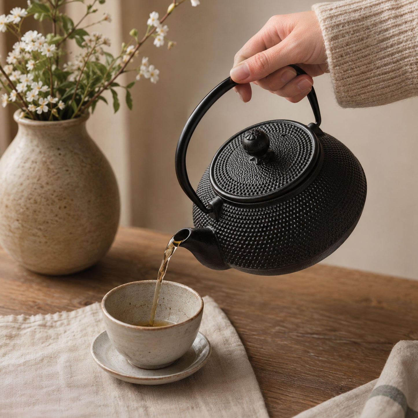 Textured surface of the 800ml hobnail teapot
