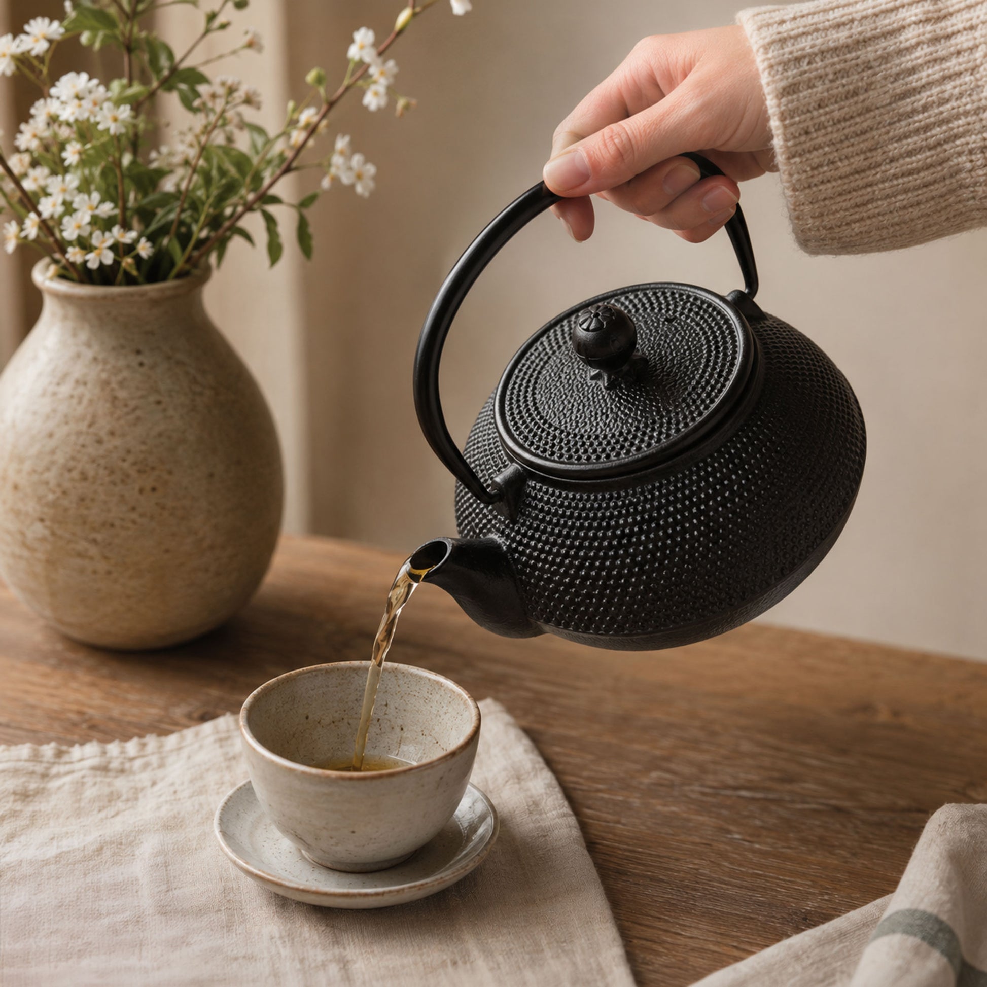 Textured surface of the 800ml hobnail teapot