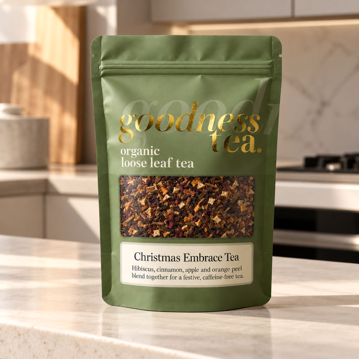 Goodness Tea Organic Christmas Embrace Herbal Tea pouch