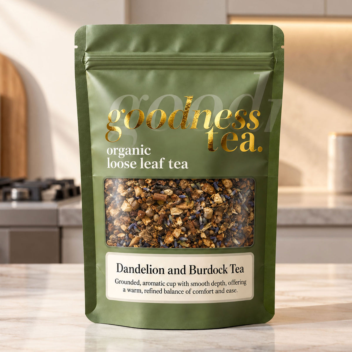Goodness Tea Organic Dandelion and Burdock Herbal Tea pouch