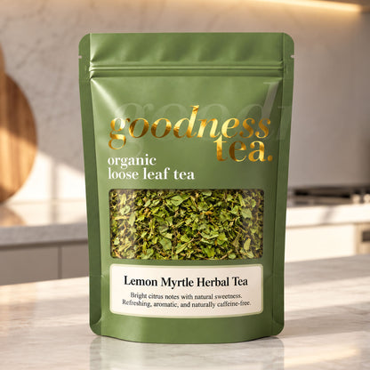 Goodness Tea Organic Lemon Myrtle Australian Native Herbal Tea pouch