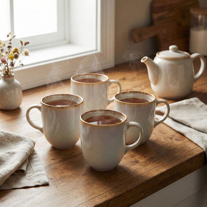 Mason Cash Reactive Glaze, Set of 4 Mugs (Cream)