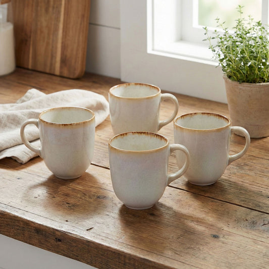 Mason Cash Reactive Glaze, Set of 4 Mugs (Cream)