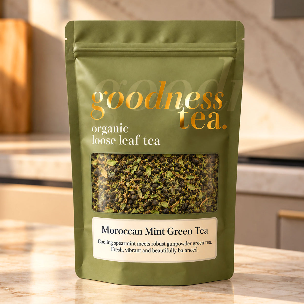 Goodness Tea Organic Moroccan Mint Green Tea pouch