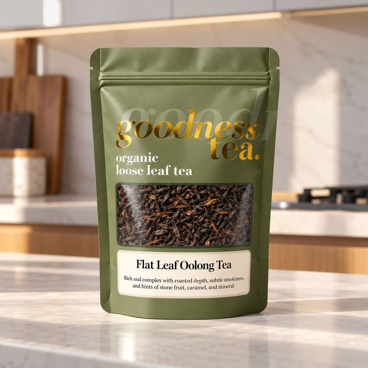 Goodness Tea Organic Flat Leaf Oolong Tea pouch