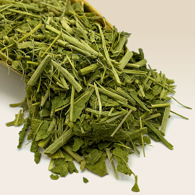 Dried Passionflower herbs on a white background