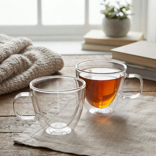 Double Wall Glass Teacup, Set of 2 (250ml)