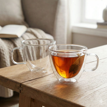 Double Wall Glass Teacup, Set of 2 (250ml)