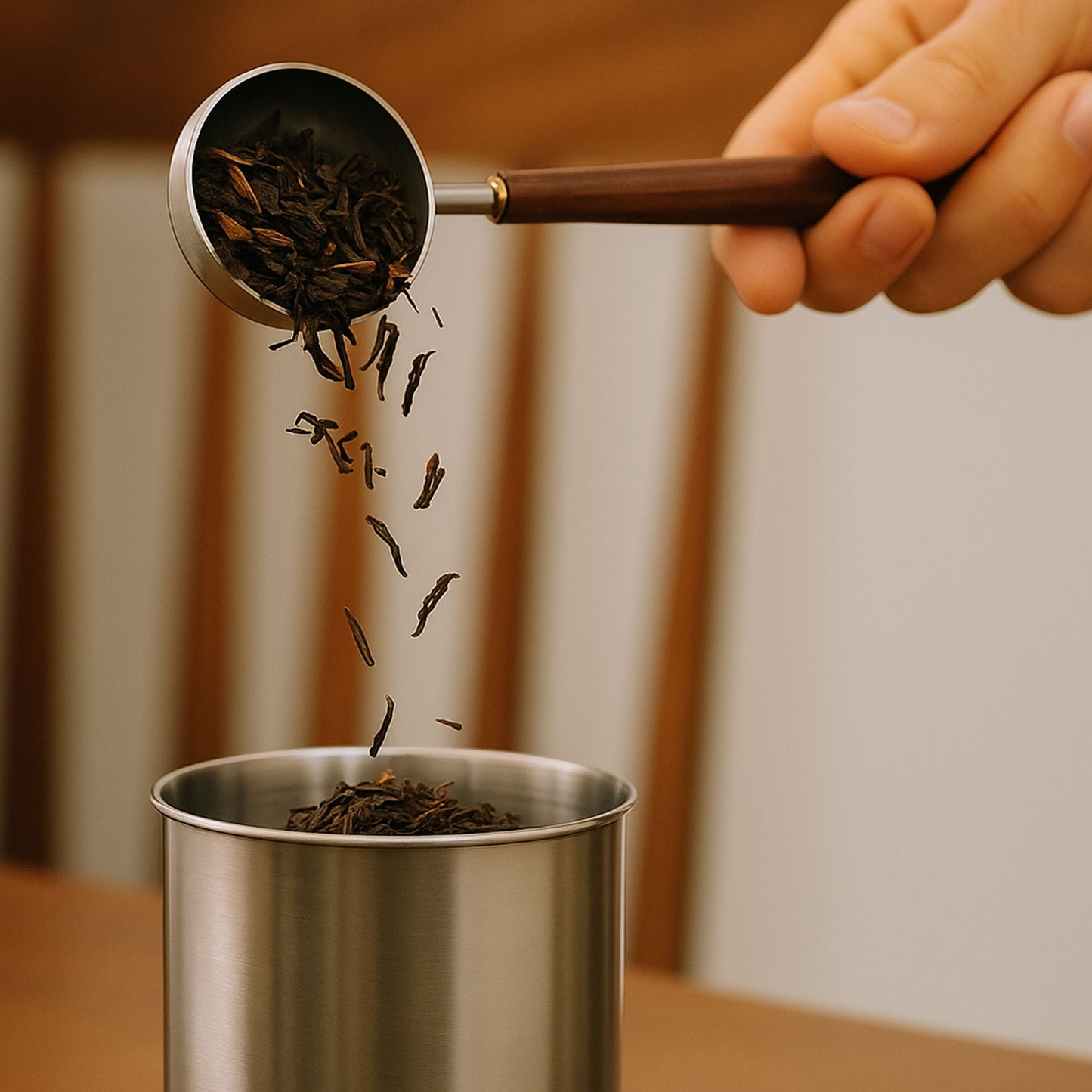 Stainless Steel Tea Scoop with Walnut Wooden Handle