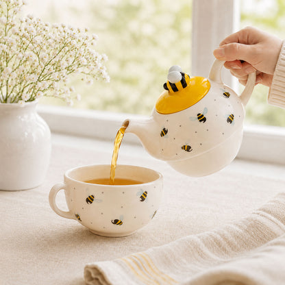 Yellow lid and hand-painted bee handle