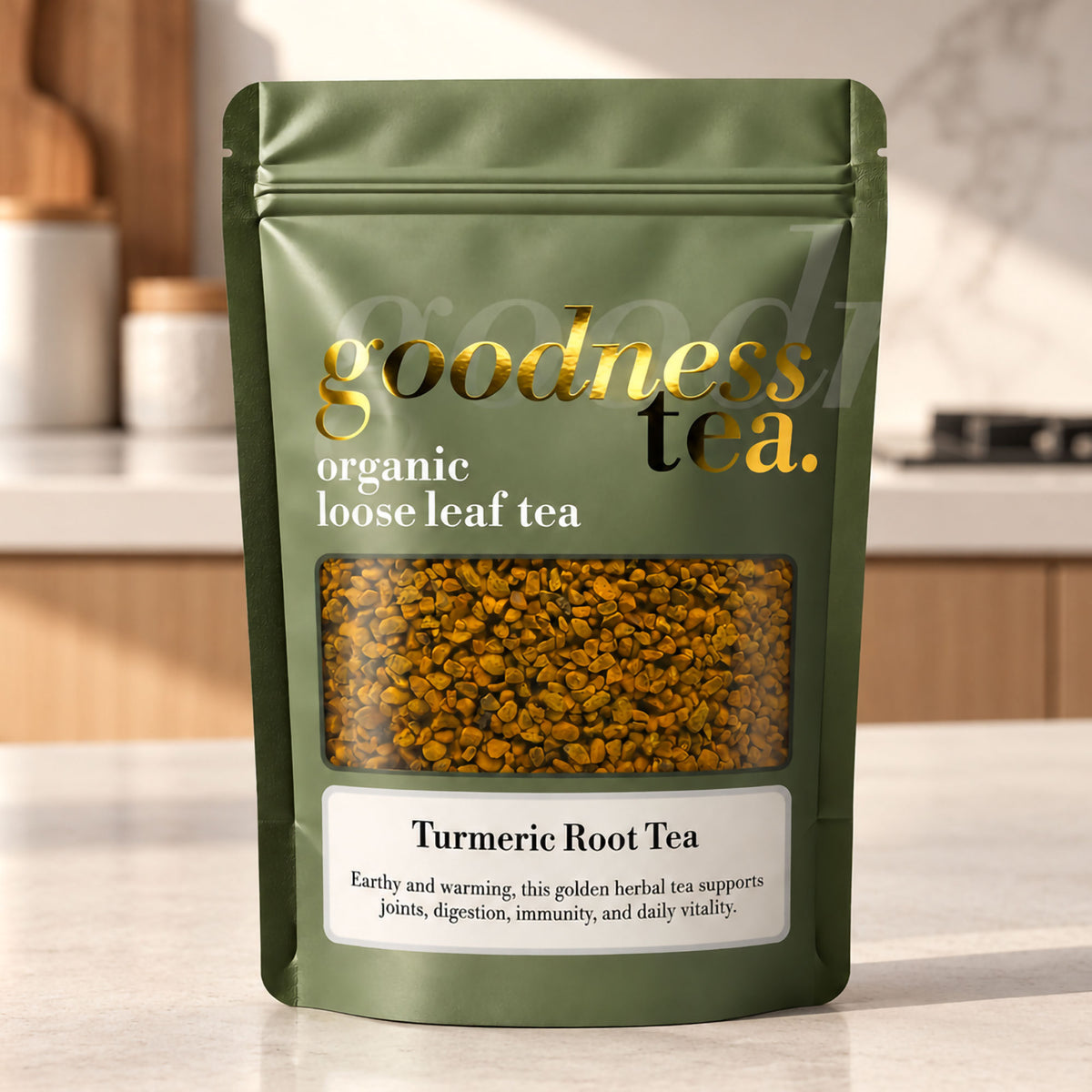 Goodness Tea Organic Turmeric Root Herbal Tea pouch