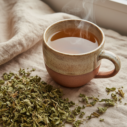 a cup of dried nettle leaf tea